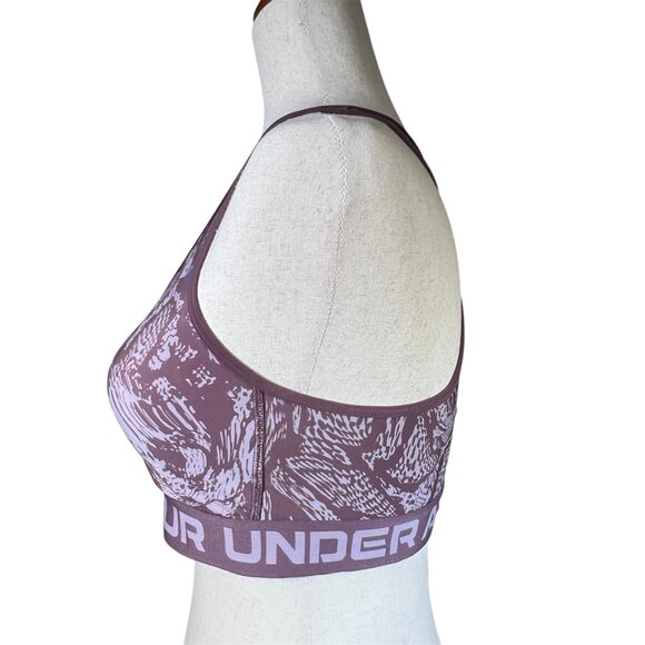 Under Armour Womens Crossback Mid Sport Bra Compression Large L Purple - Picture 2 of 9